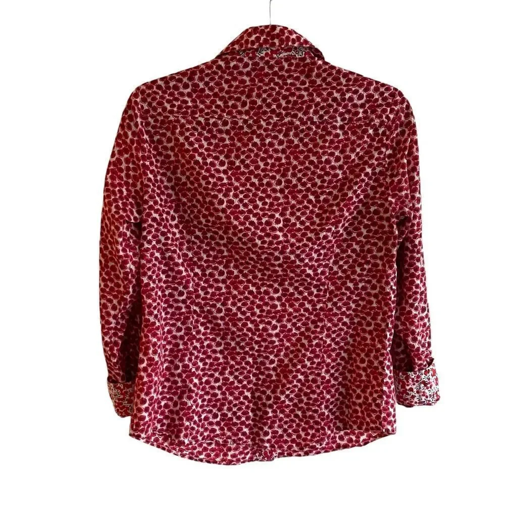 LIBERTY ART FABRIC Cotton Floral Print Button Front Shirt Blouse XS